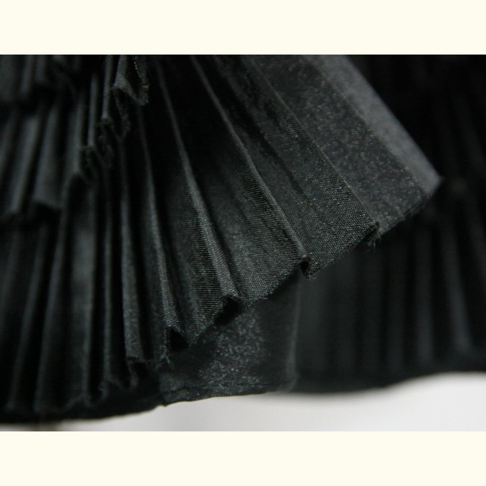 Jans Boutique Black Taffeta Full Flare Strapless Formal Dress w Floral Pleats 6 - Picture 8 of 9
